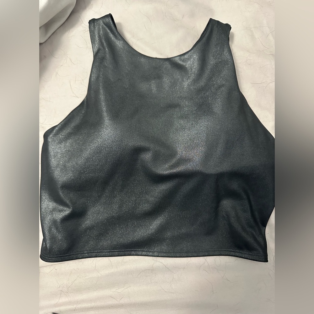 Athleta conscious crop bra top black shimmer size S